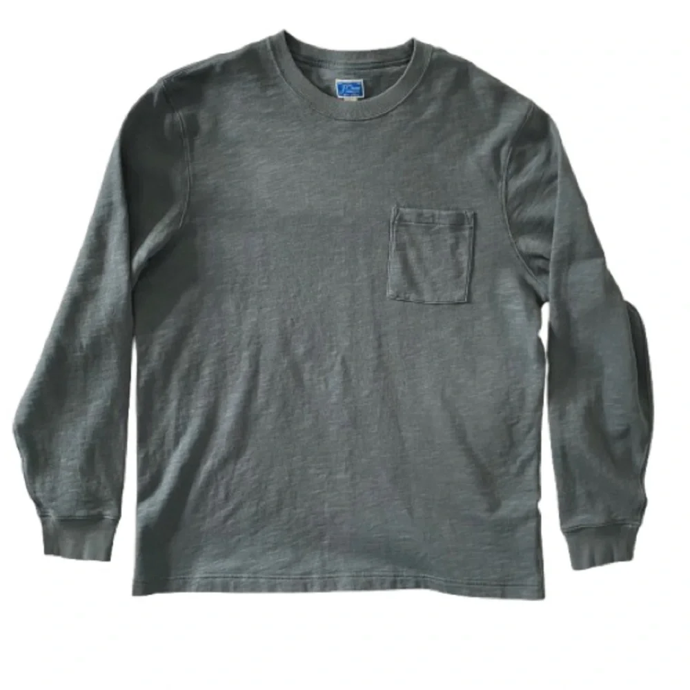 J. Crew Knit Goods Men's Green Long Sleeve Pocket Shirt Size L Soft Cotton EUC